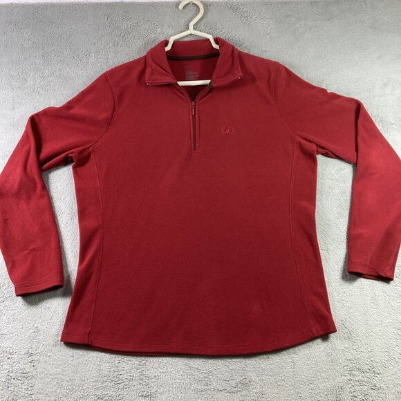 GAP Sweatshirt Adult Large Red Fleece Pullover 1/4 Zip Logo Sweater Lightweight - Picture 1 of 14